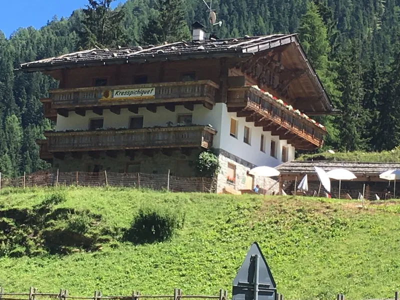 Der Kresspichlguet im Sommer mit Wiese und Wald
